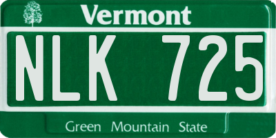 VT license plate NLK725