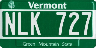 VT license plate NLK727