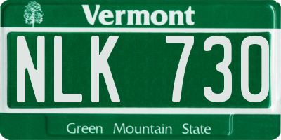 VT license plate NLK730