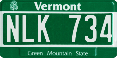 VT license plate NLK734
