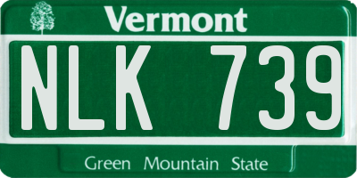 VT license plate NLK739