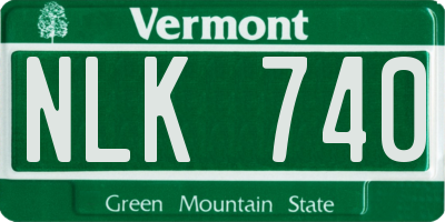 VT license plate NLK740