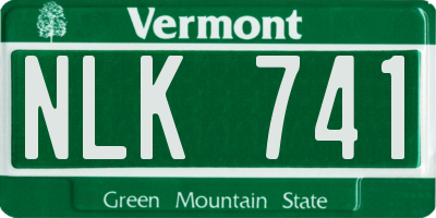 VT license plate NLK741