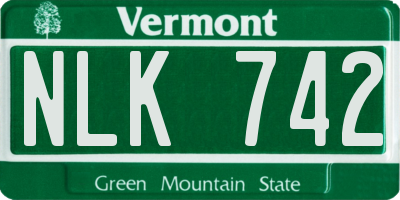 VT license plate NLK742