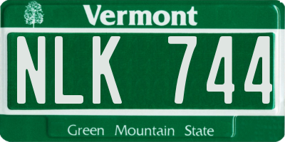 VT license plate NLK744