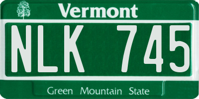 VT license plate NLK745
