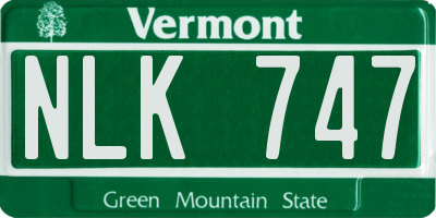 VT license plate NLK747