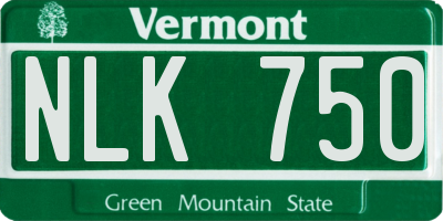 VT license plate NLK750