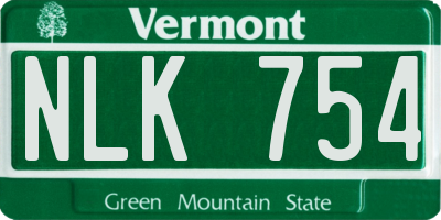 VT license plate NLK754