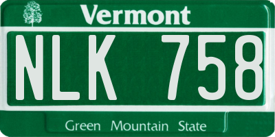 VT license plate NLK758