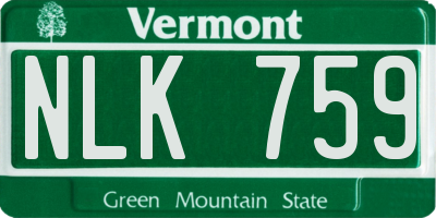 VT license plate NLK759