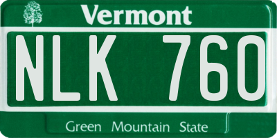 VT license plate NLK760