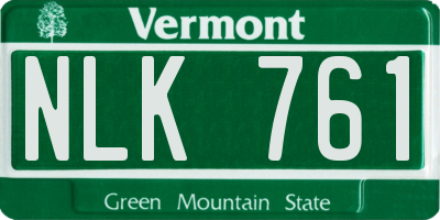 VT license plate NLK761