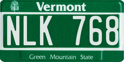 VT license plate NLK768
