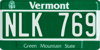 VT license plate NLK769