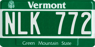 VT license plate NLK772