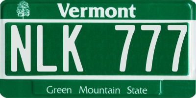 VT license plate NLK777