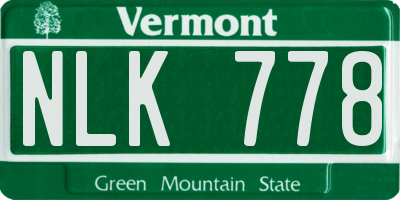 VT license plate NLK778