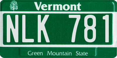 VT license plate NLK781