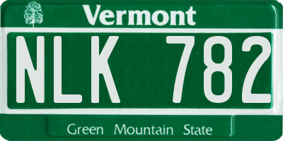 VT license plate NLK782