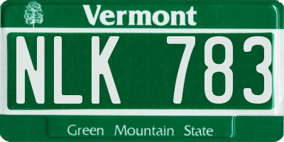 VT license plate NLK783