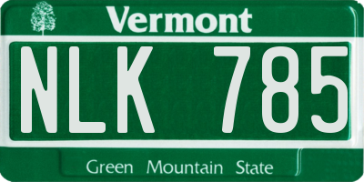 VT license plate NLK785