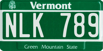 VT license plate NLK789