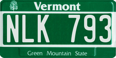 VT license plate NLK793