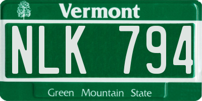 VT license plate NLK794