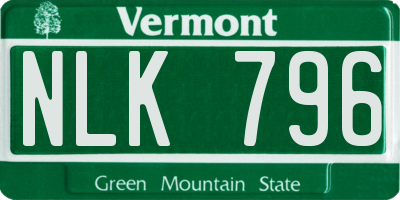 VT license plate NLK796