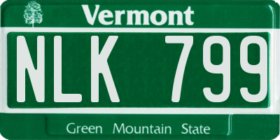 VT license plate NLK799