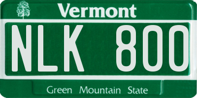 VT license plate NLK800