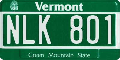 VT license plate NLK801