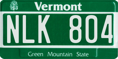 VT license plate NLK804
