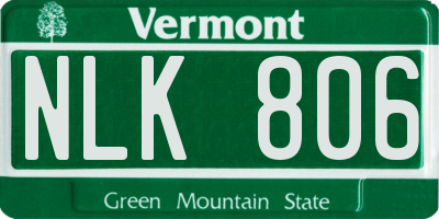 VT license plate NLK806