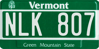 VT license plate NLK807