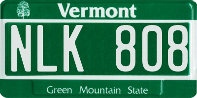 VT license plate NLK808