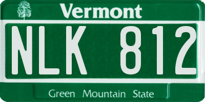 VT license plate NLK812