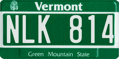 VT license plate NLK814