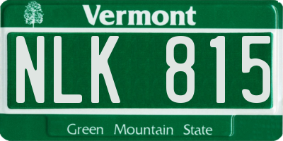 VT license plate NLK815