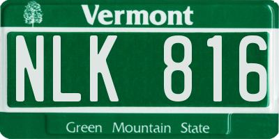 VT license plate NLK816