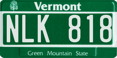 VT license plate NLK818