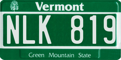 VT license plate NLK819