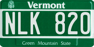 VT license plate NLK820