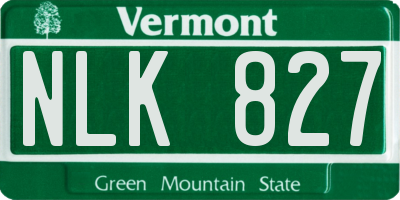 VT license plate NLK827