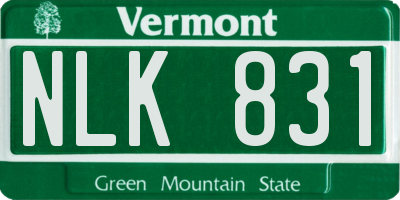 VT license plate NLK831