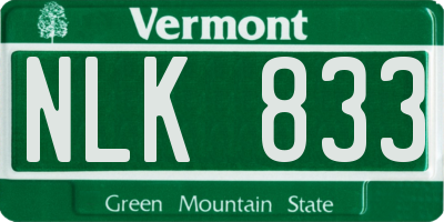 VT license plate NLK833