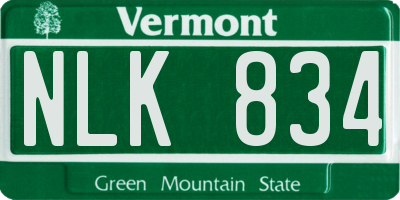 VT license plate NLK834
