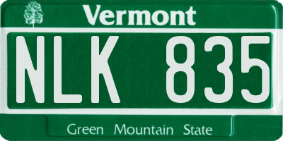 VT license plate NLK835