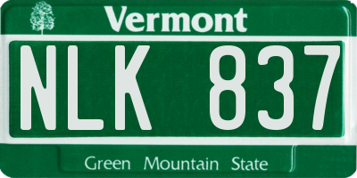 VT license plate NLK837